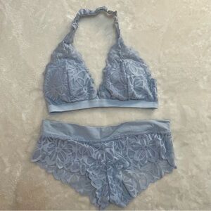 NWOT Flirtitude Lace Bralette and Panty Set - Light Blue Juniors Size M